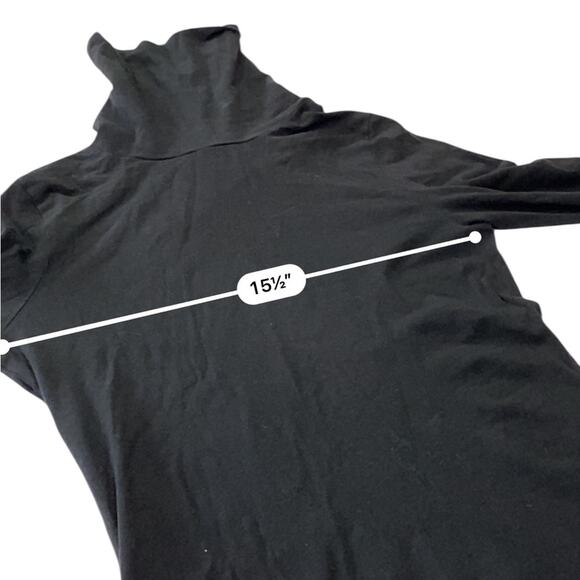 THEORY Black Turtleneck Long Sleeve Top with white cuffs Size MEDIUM - Picture 7 of 9